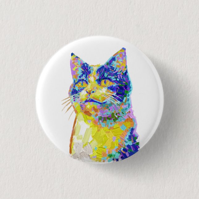 Badge Rond 2,50 Cm Chat dans le bouton Lumière du Soleil (Devant)