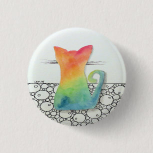 Badge Rond 2,50 Cm Chat de colorant de cravate avec des bulles