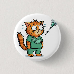 Badge Rond 2,50 Cm Chat de docteur drôle avec bouton de seringue