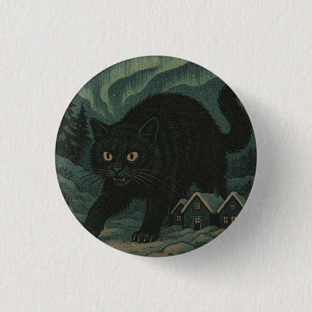 Badge Rond 2,50 Cm Chat de Noël islandais Yule  (Devant)