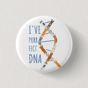 Badge Rond 2,50 Cm Chat de science ADN Hélice J'ai un ADN Purr-fait
