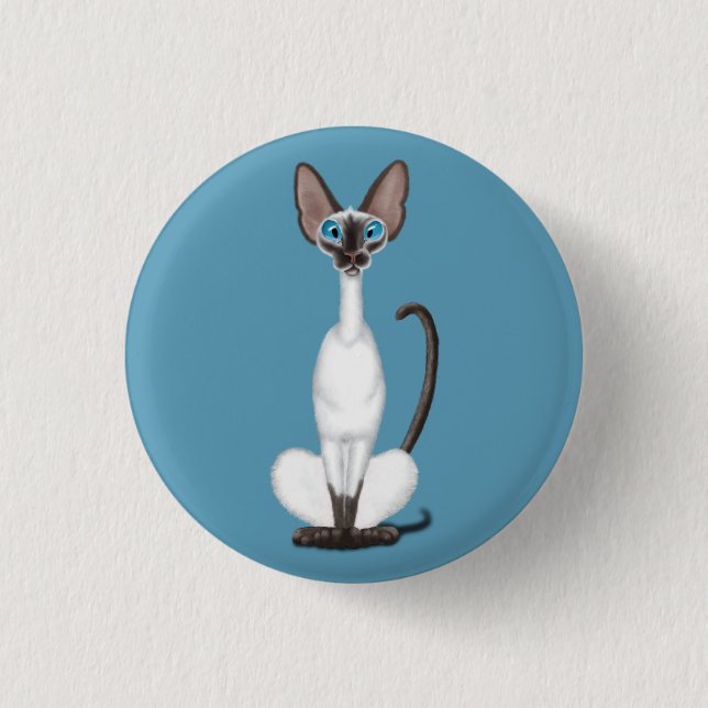 Badge Rond 2,50 Cm Chat de Siamese (Devant)