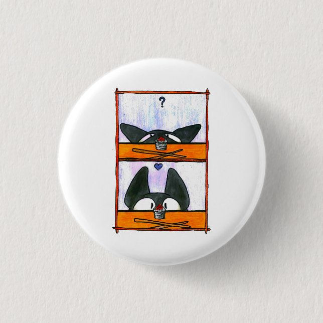 Badge Rond 2,50 Cm Chat de sushi ! (Devant)