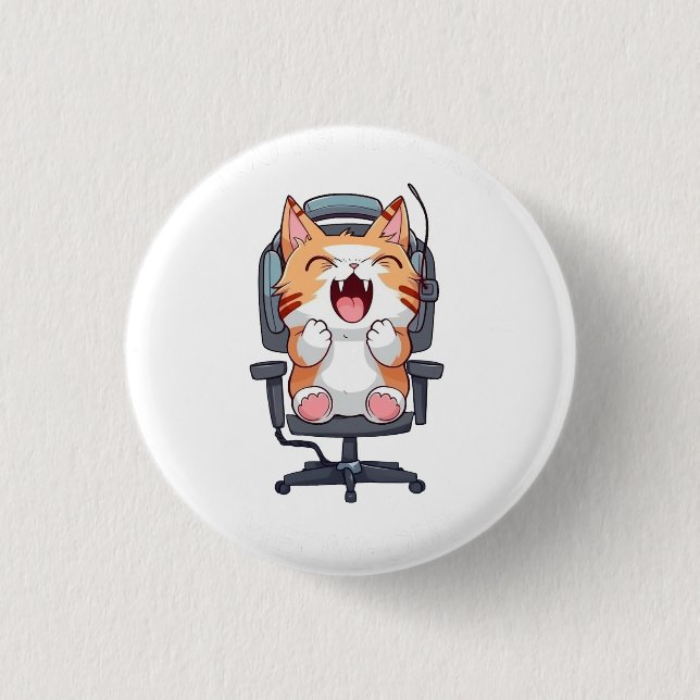 Badge Rond 2,50 Cm Chat Drôle Fait un Scène Féline (Devant)