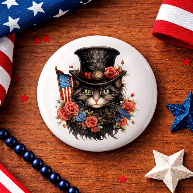 Badge Rond 2,50 Cm Chat étoilé patriotique (Créateur téléchargé)
