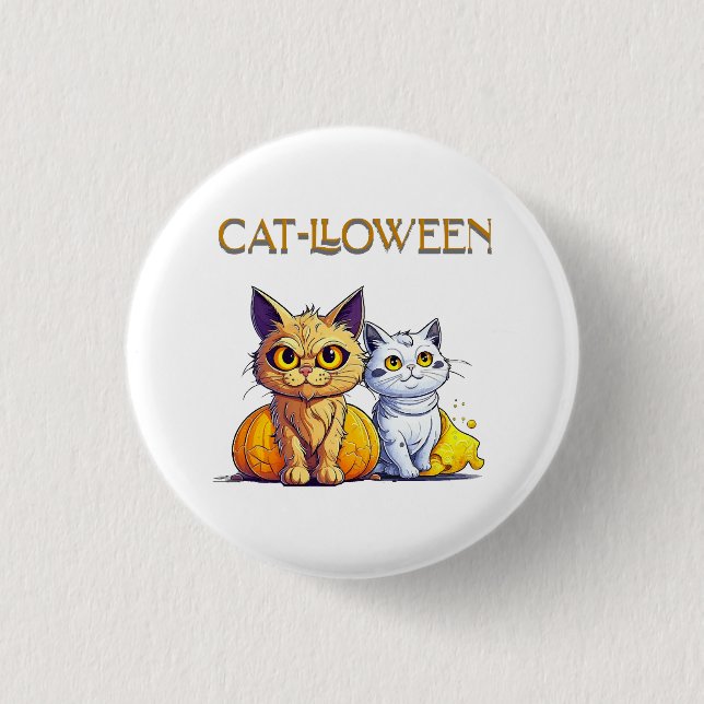 Badge Rond 2,50 Cm Chat Halloween  (Devant)