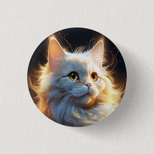Badge Rond 2,50 Cm Chat Imaginaire blanc