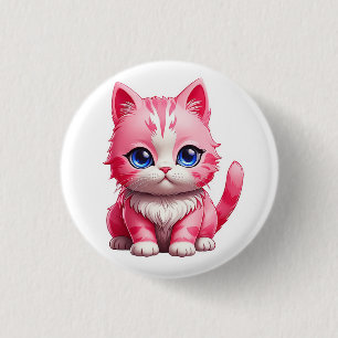Badge Rond 2,50 Cm Chat Kitty Rose Cute
