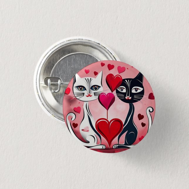 Badge Rond 2,50 Cm Chat Love (Devant & derrière)