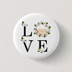 Badge Rond 2,50 Cm Chat Love. Fleur de pomme