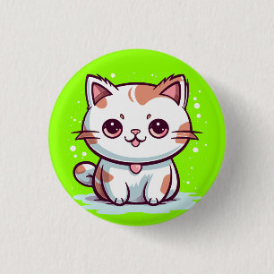 Badge Rond 2,50 Cm Chat Mignon Clipart de Style Kawaii