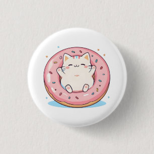 Badge Rond 2,50 Cm Chat mignon dans un design doux Kawaii de beignet