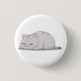 Badge Rond 2,50 Cm Chat mignon grumpy design Kawaii