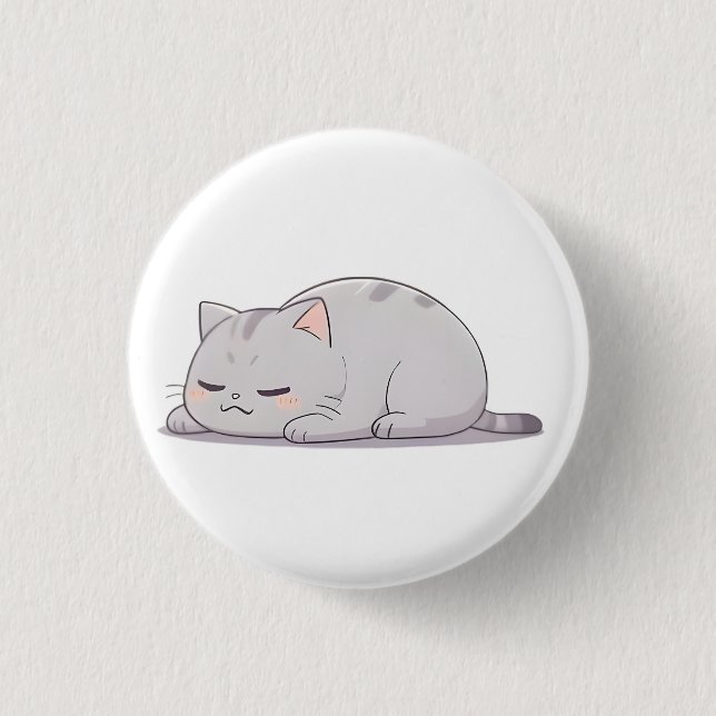 Badge Rond 2,50 Cm Chat mignon grumpy design Kawaii (Devant)