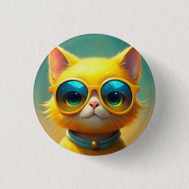 Badge Rond 2,50 Cm Chat mignon portant des lunettes de soleil (Devant)