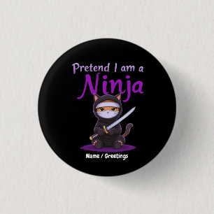 Badge Rond 2,50 Cm Chat Ninja Furtif Chat Masqué Guerrier Pun