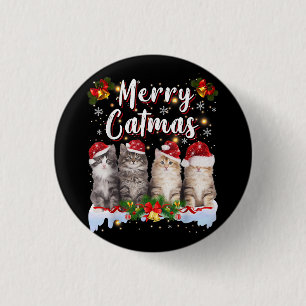Badge Rond 2,50 Cm Chat Noël Santa Hat Funny Joyeux Noël