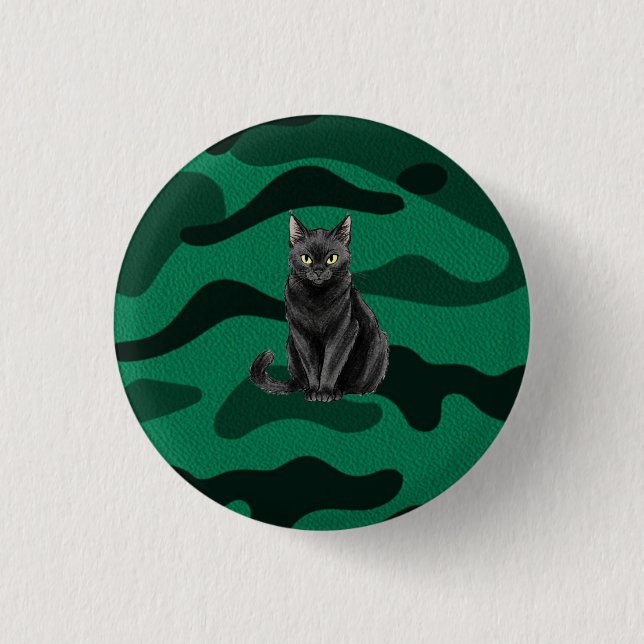 Badge Rond 2,50 Cm Chat noir (Devant)