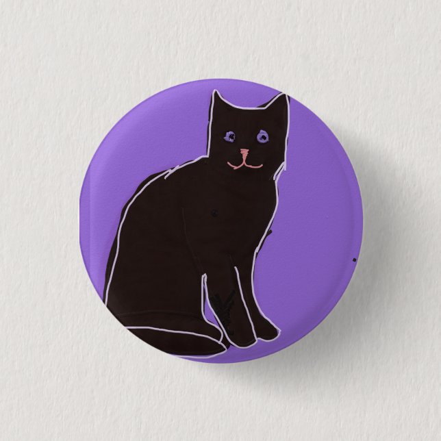 Badge Rond 2,50 Cm Chat noir (Devant)