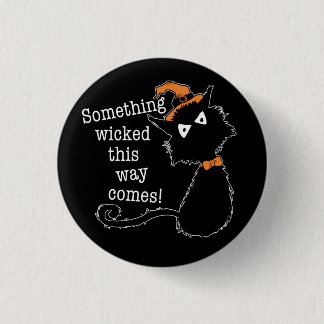 Badge Rond 2,50 Cm Chat noir d'Halloween - Citation de Shakespeare