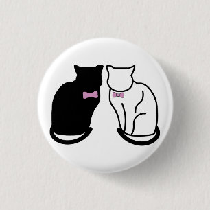 Badge Rond 2,50 Cm Chat noir et blanc