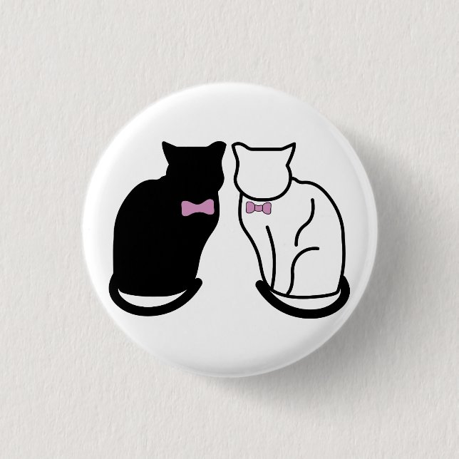 Badge Rond 2,50 Cm Chat noir et blanc (Devant)