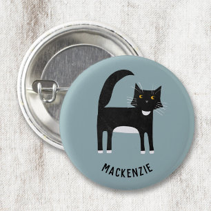 Badge Rond 2,50 Cm Chat noir et blanc Personnalisé