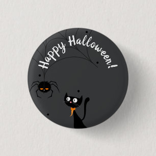 Badge Rond 2,50 Cm Chat noir et Halloween Spider