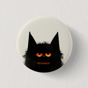 Badge Rond 2,50 Cm Chat noir grumeux