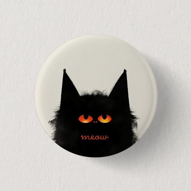 Badge Rond 2,50 Cm Chat noir grumeux (Devant)