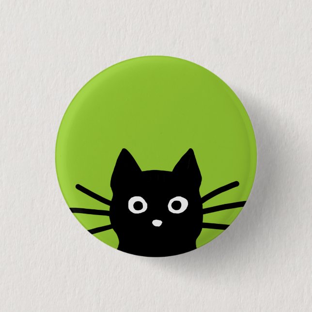 Badge Rond 2,50 Cm Chat noir qui regarde (Devant)