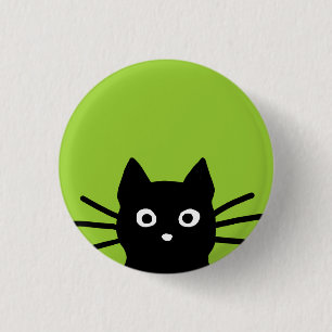 Badge Rond 2,50 Cm Chat noir qui regarde