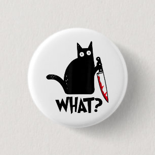 Badge Rond 2,50 Cm Chat Qu'est-ce que_ Drôle Chat Noir 