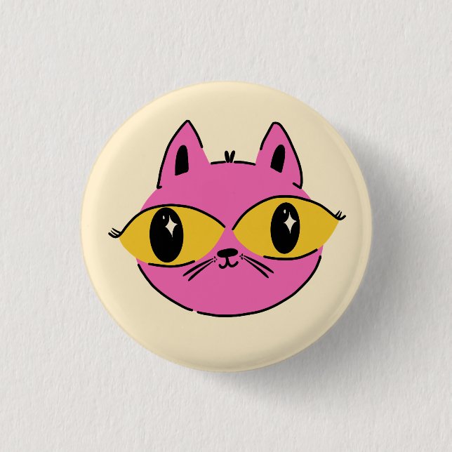 Badge Rond 2,50 Cm Chat Rétro (Devant)