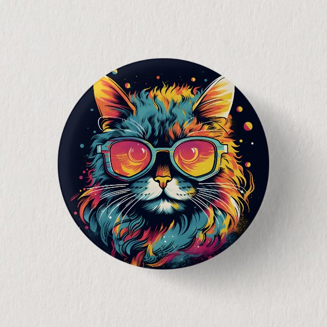Badge Rond 2,50 Cm Chat Rétro Geek Chic (Devant)