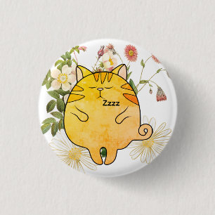 Badge Rond 2,50 Cm Chat roux endormi