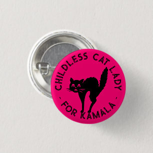 Badge Rond 2,50 Cm Chat sans enfant dame pour kamala drôle chat chaud