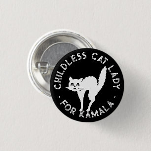 Badge Rond 2,50 Cm Chat sans enfant dame pour kamala drôle chat noir