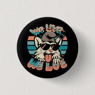 Badge Rond 2,50 Cm Chat Schtroumpf - Nous Vivons Nous Aimons 