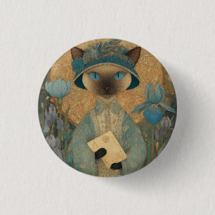 Badge Rond 2,50 Cm Chat siamois Art nouveau – Élégante œuvre d'art fé