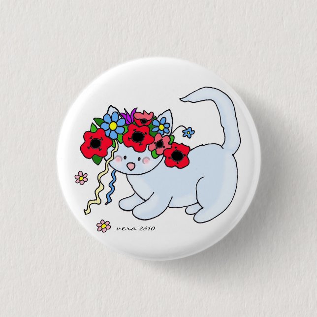 Badge Rond 2,50 Cm Chat ukrainien d'art populaire (Devant)