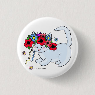 Badge Rond 2,50 Cm Chat ukrainien d'art populaire