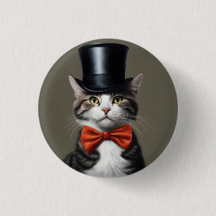 Badge Rond 2,50 Cm Chat victorien