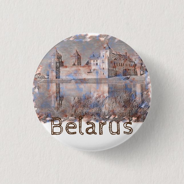 Badge Rond 2,50 Cm Château de Mir en Biélorussie Architecture Bouton  (Devant)