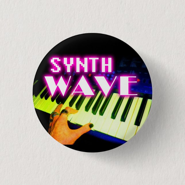 Badge Rond 2,50 Cm Château de Synth Wave (Devant)
