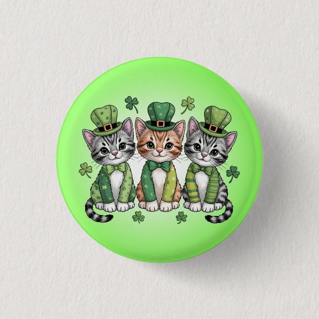 Badge Rond 2,50 Cm Chatons chanceux de la Saint-Patrick-47474 (Devant)