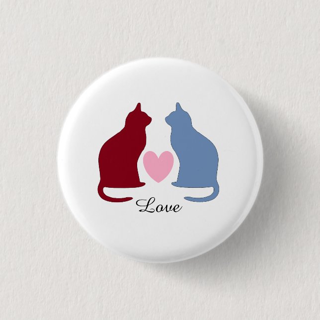 Badge Rond 2,50 Cm Chats et coeur (Devant)