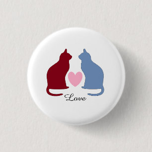 Badge Rond 2,50 Cm Chats et coeur