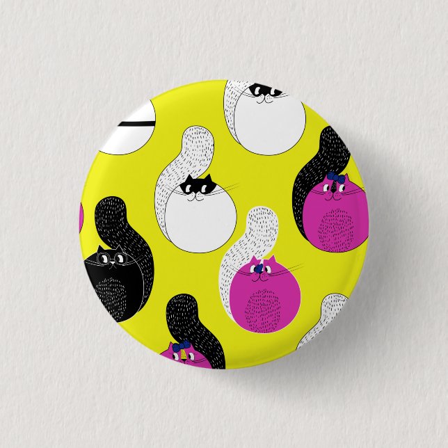 Badge Rond 2,50 Cm Chats Nautiques Noir Rose (Devant)
