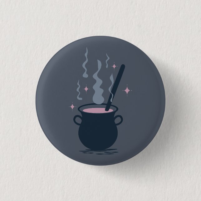 Badge Rond 2,50 Cm Chaudière magique d'Halloween ensorcelante (Devant)